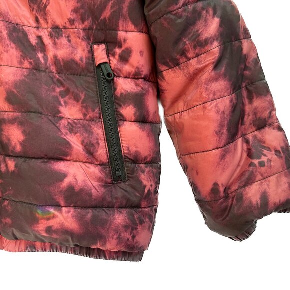 Abercrombie Kids Cozy Pattern Faux Fur Lined Puffer Coat Red Dye Effect 5/6 - Picture 4 of 16